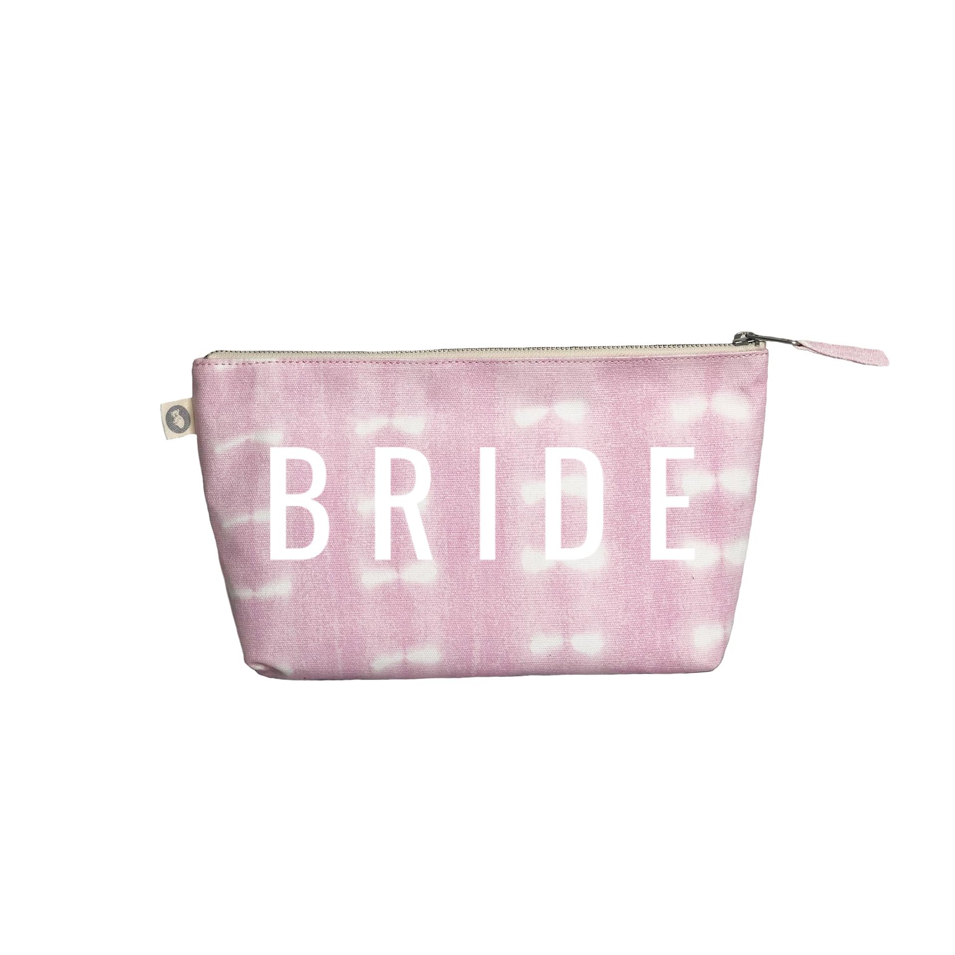 Clutch Bag: Pink Shibori with White Matte BRIDE - Quilted Koala