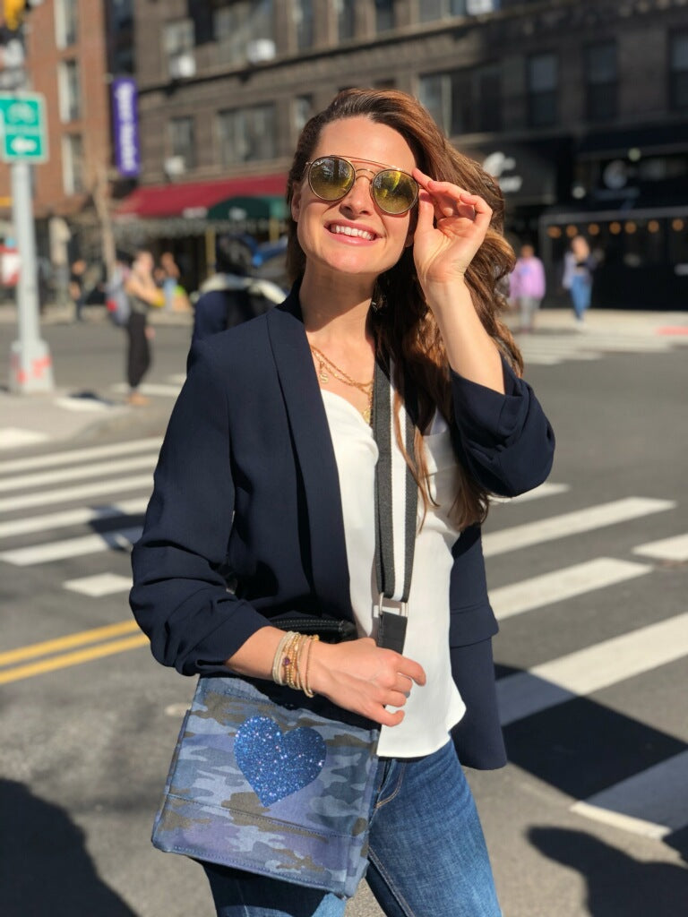 Mini Luxe North South: Dark Blue Camouflage - Quilted Koala