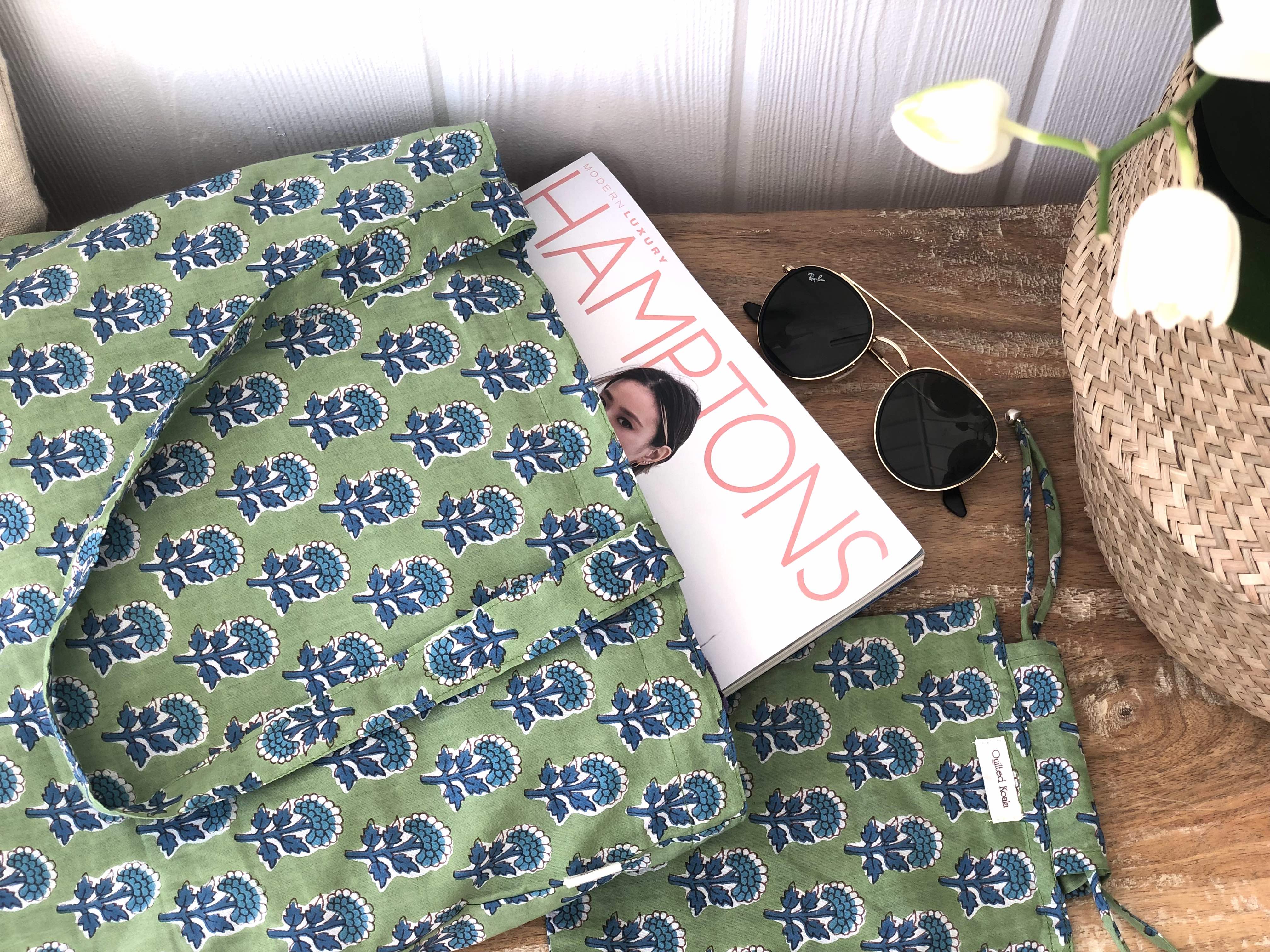 Boho Market Bag - Green - Quilted Koala