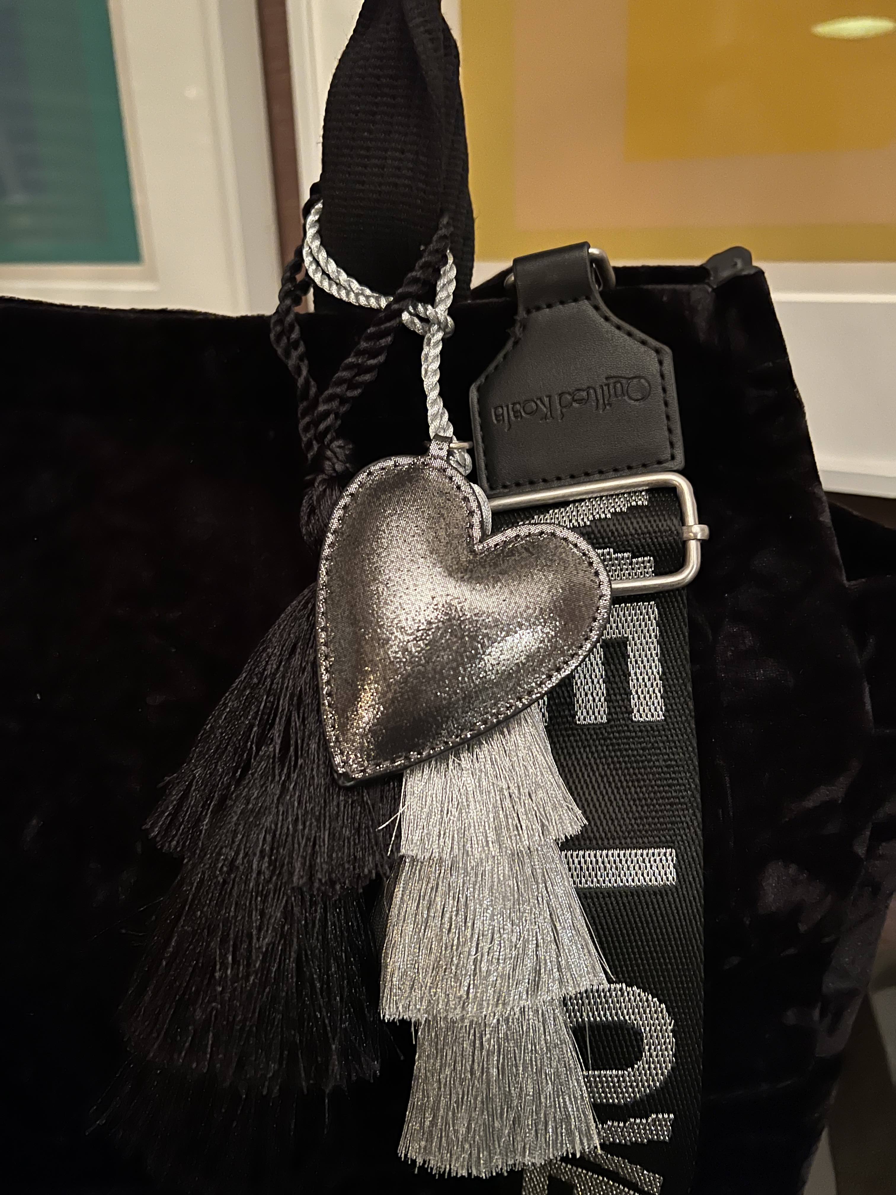 Koala Charms- Silver Gunmetal Heart - Quilted Koala