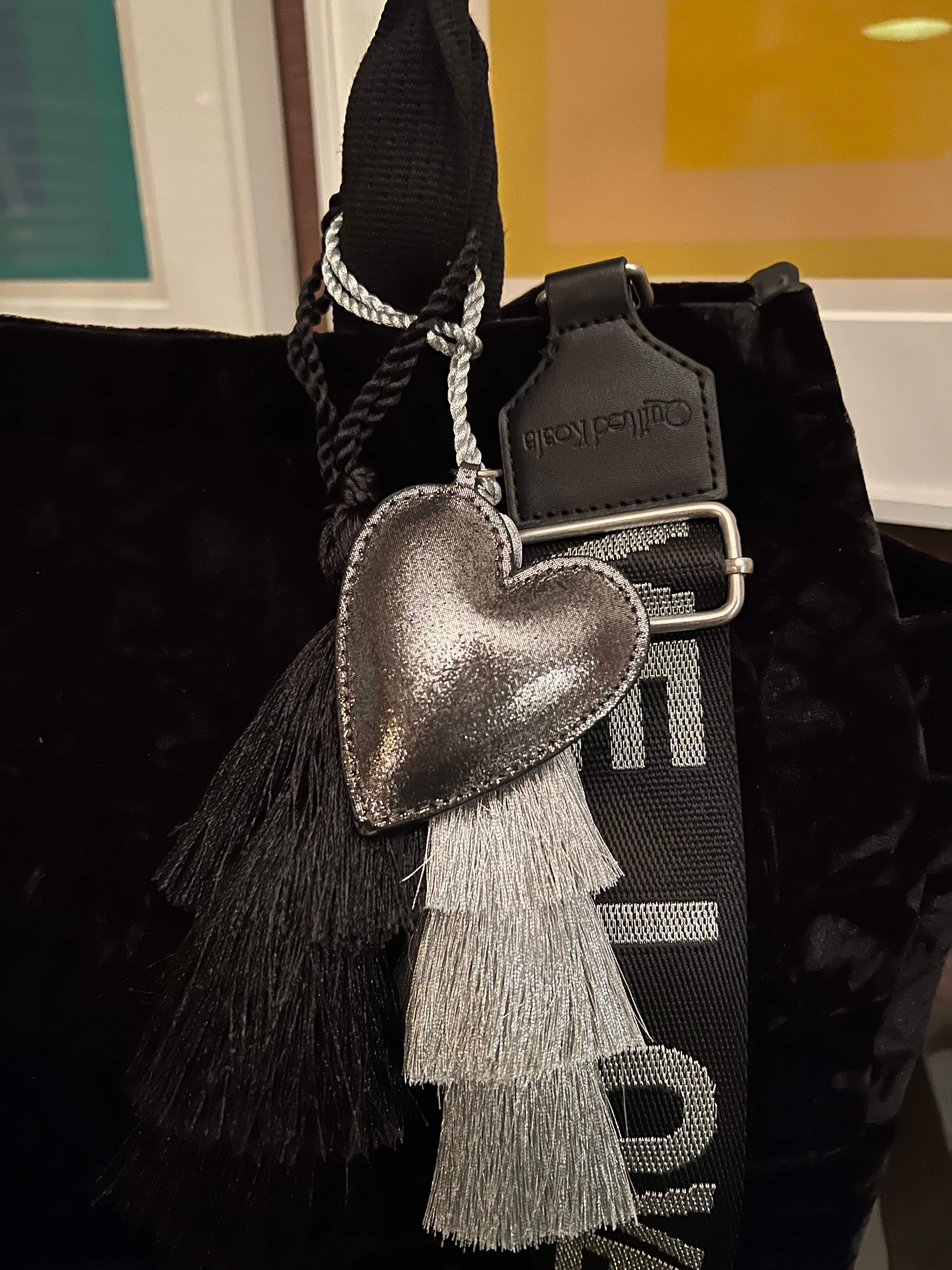 Koala Charms- Silver Gunmetal Heart - Quilted Koala