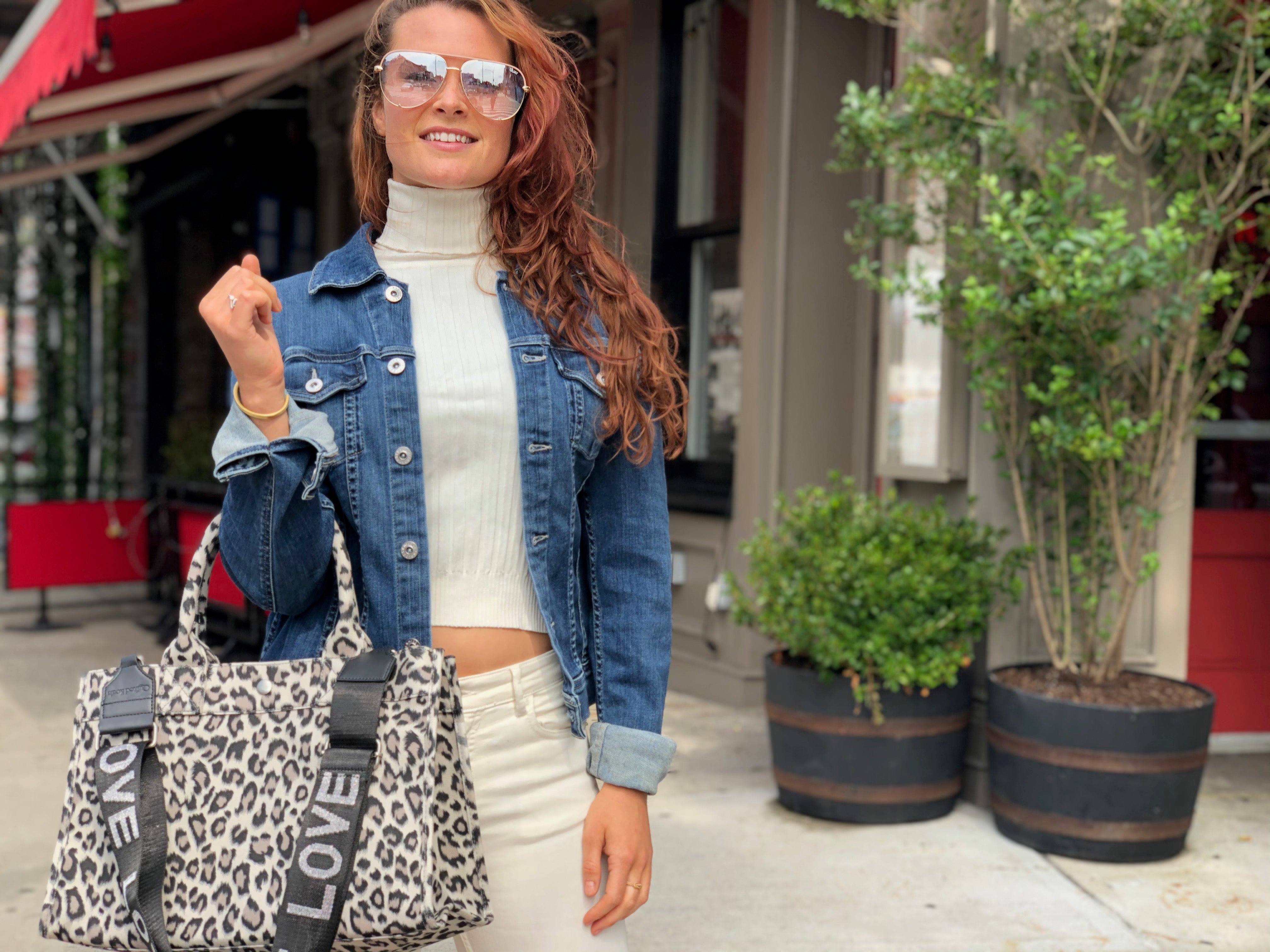Monogram Stripe Midi East West Bag: Leopard - Quilted Koala