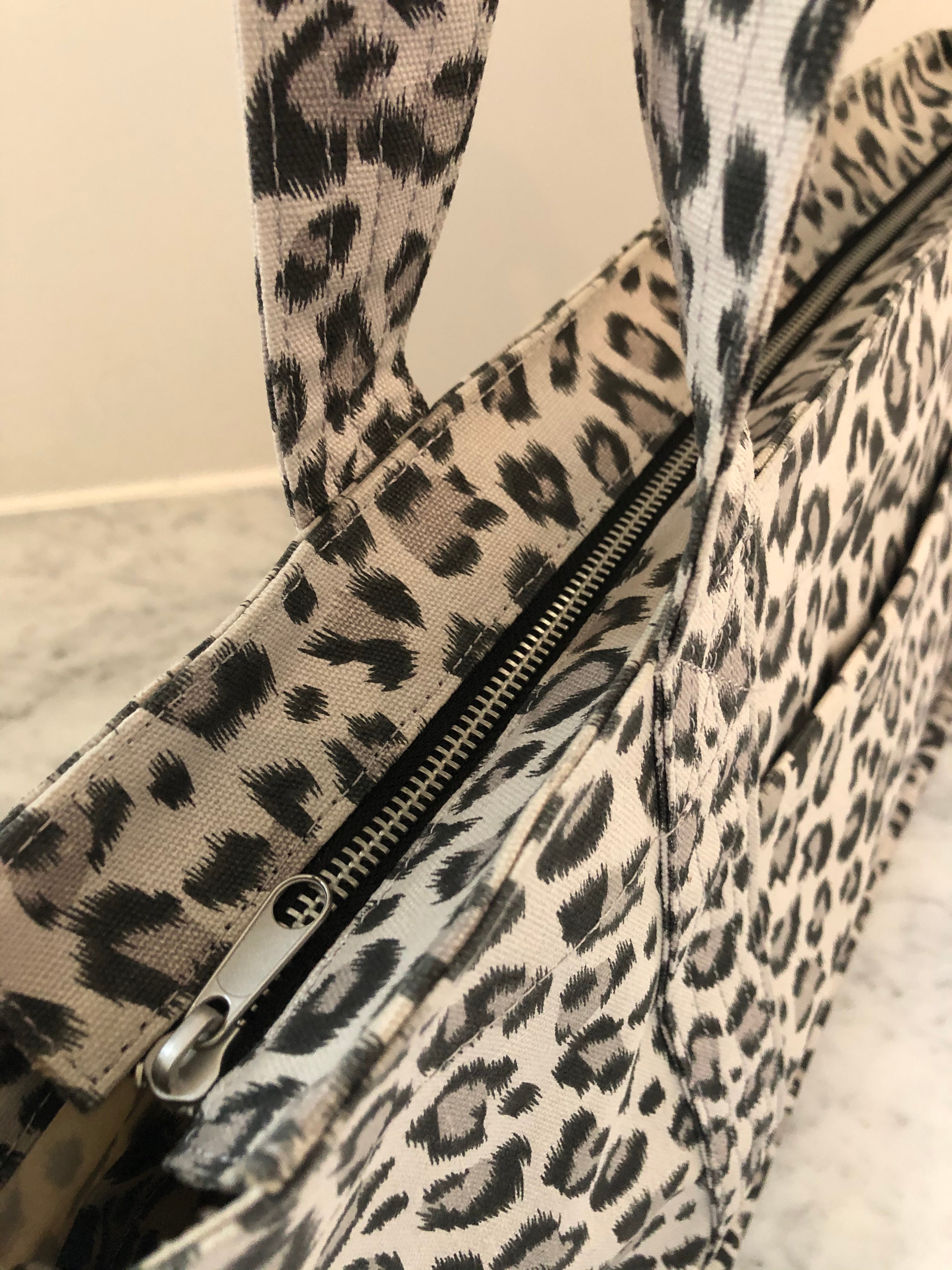 Leopard Midi Zipper Tote + FREE Neon Orange Tassel - Quilted Koala