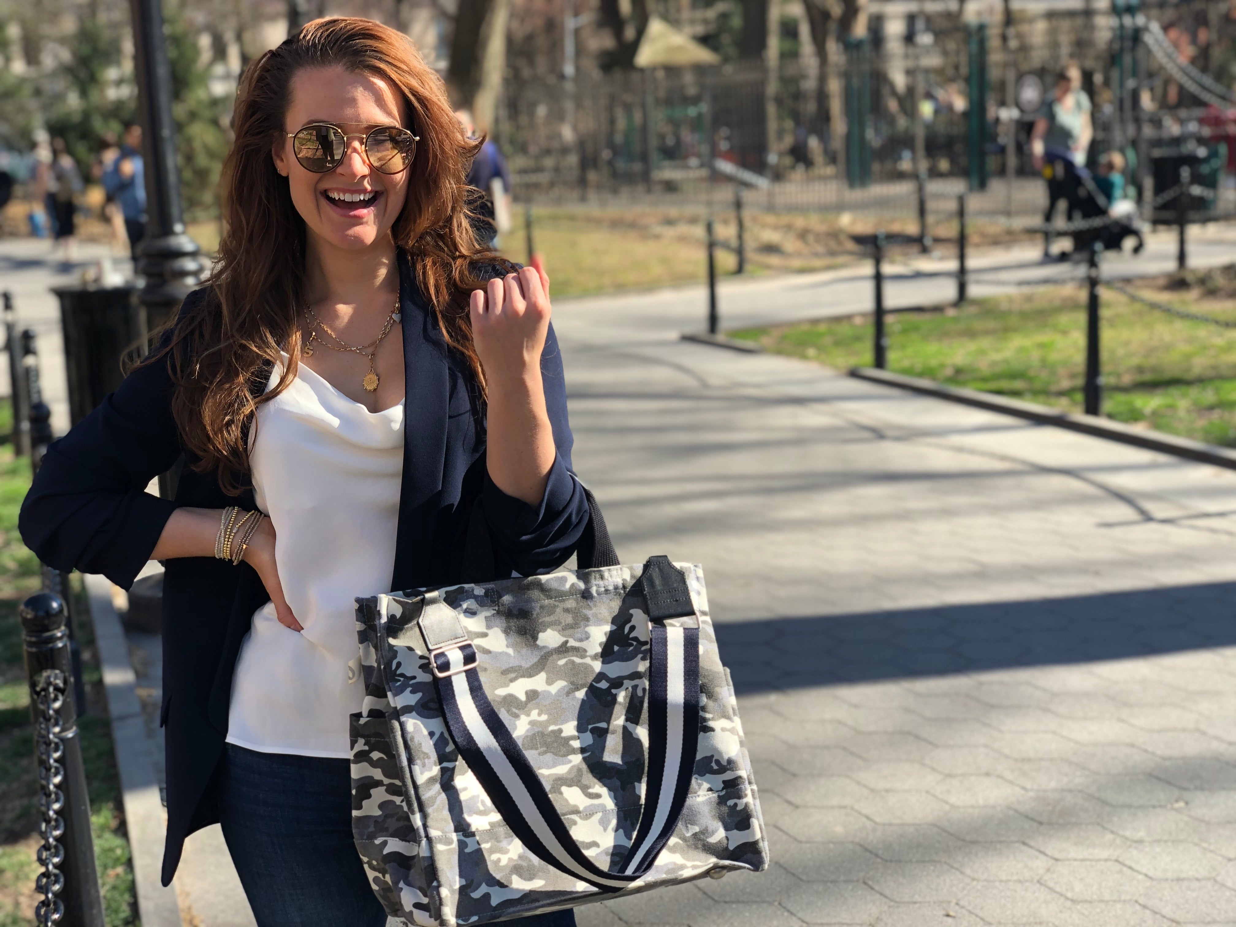 Luxe North-South Bag: Grey Camouflage - Quilted Koala