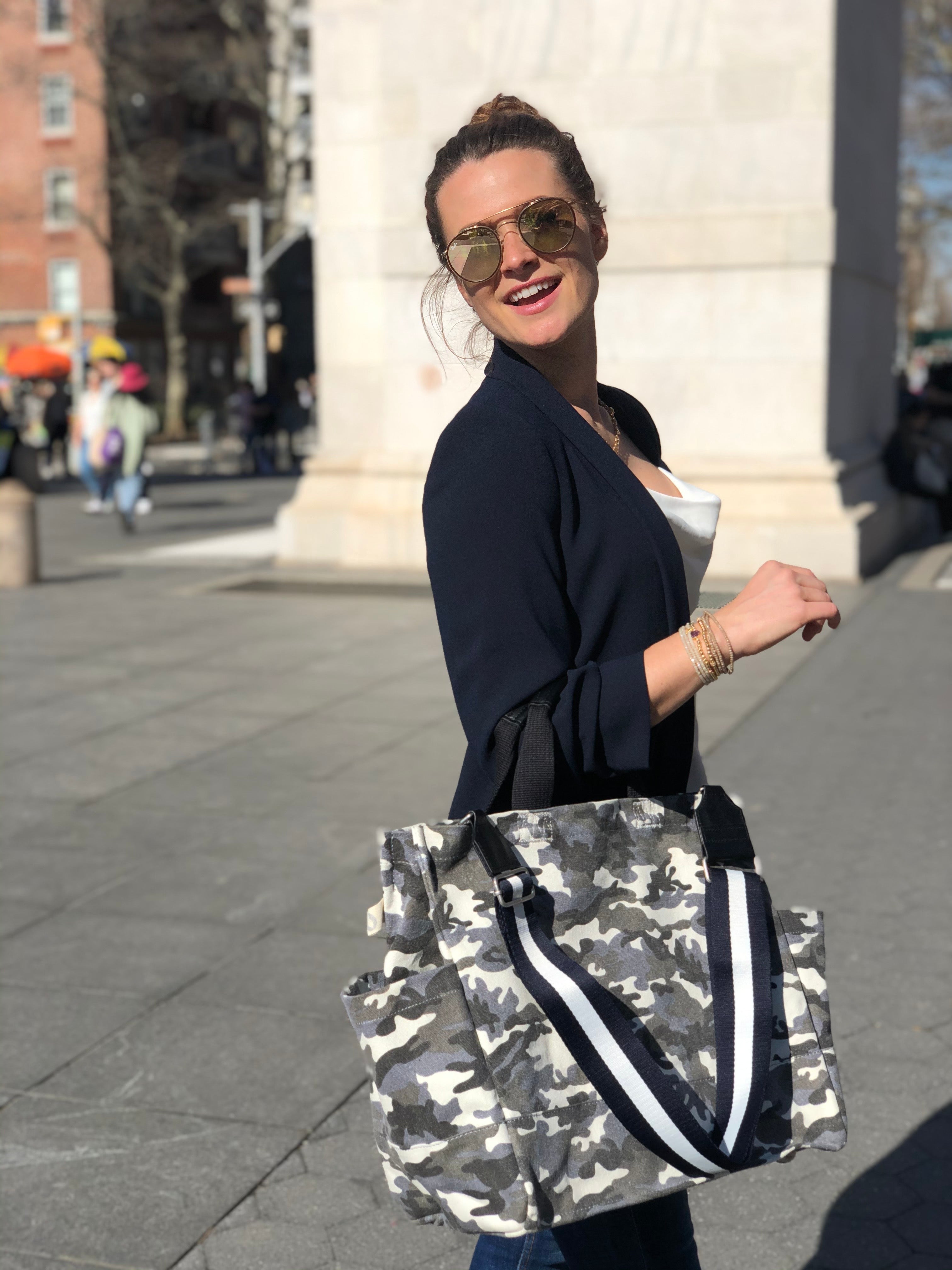 Luxe North-South Bag: Grey Camouflage - Quilted Koala