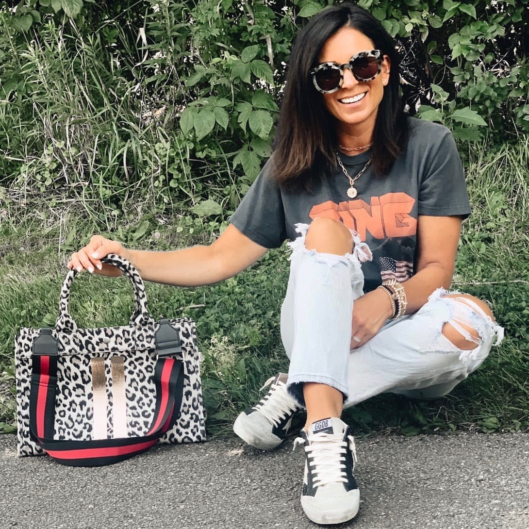 Monogram Stripe Midi East West Bag: Leopard - Quilted Koala