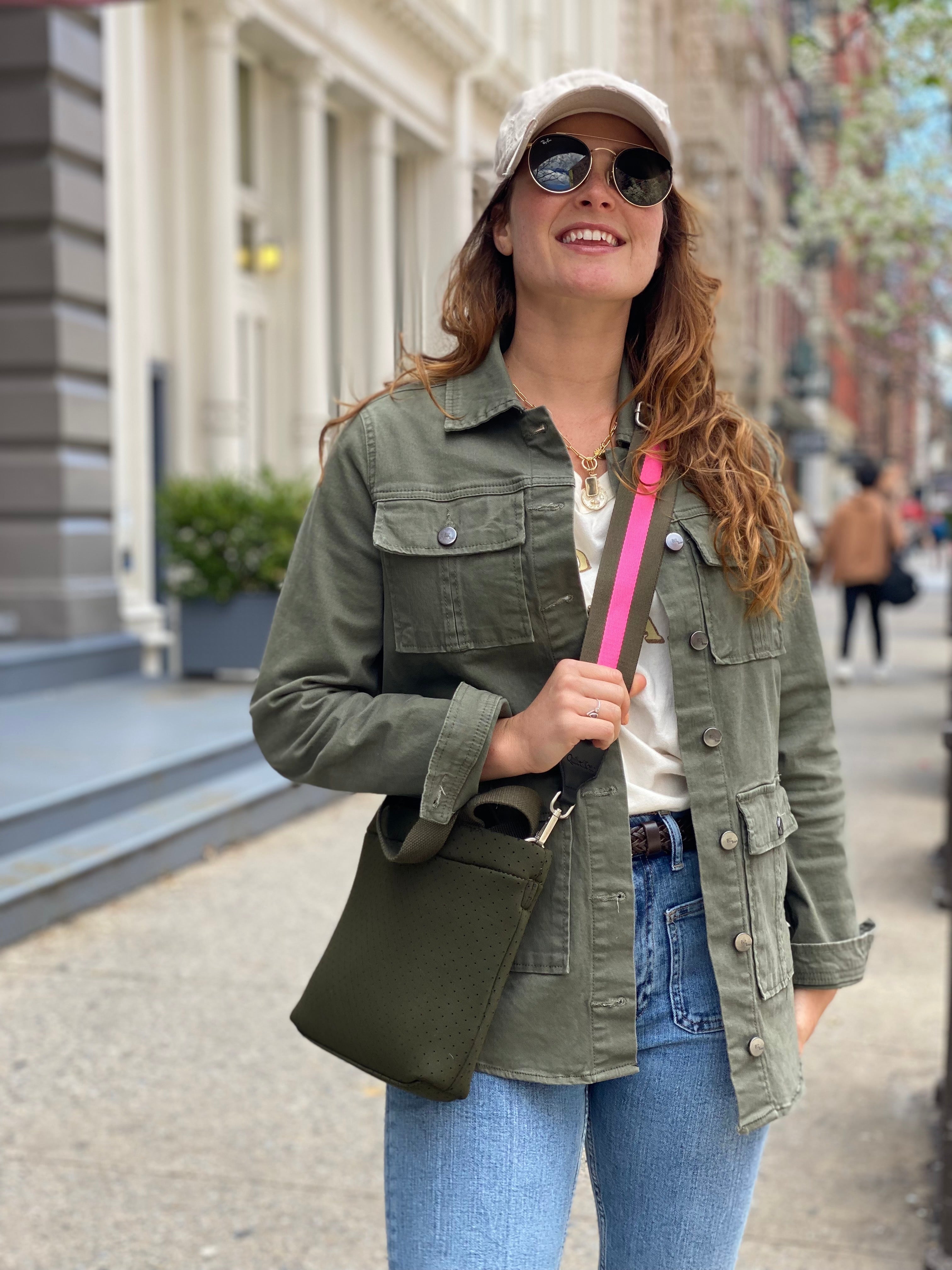 Koala Go! Midi Town Crossbody Bag: Olive Neoprene - Quilted Koala