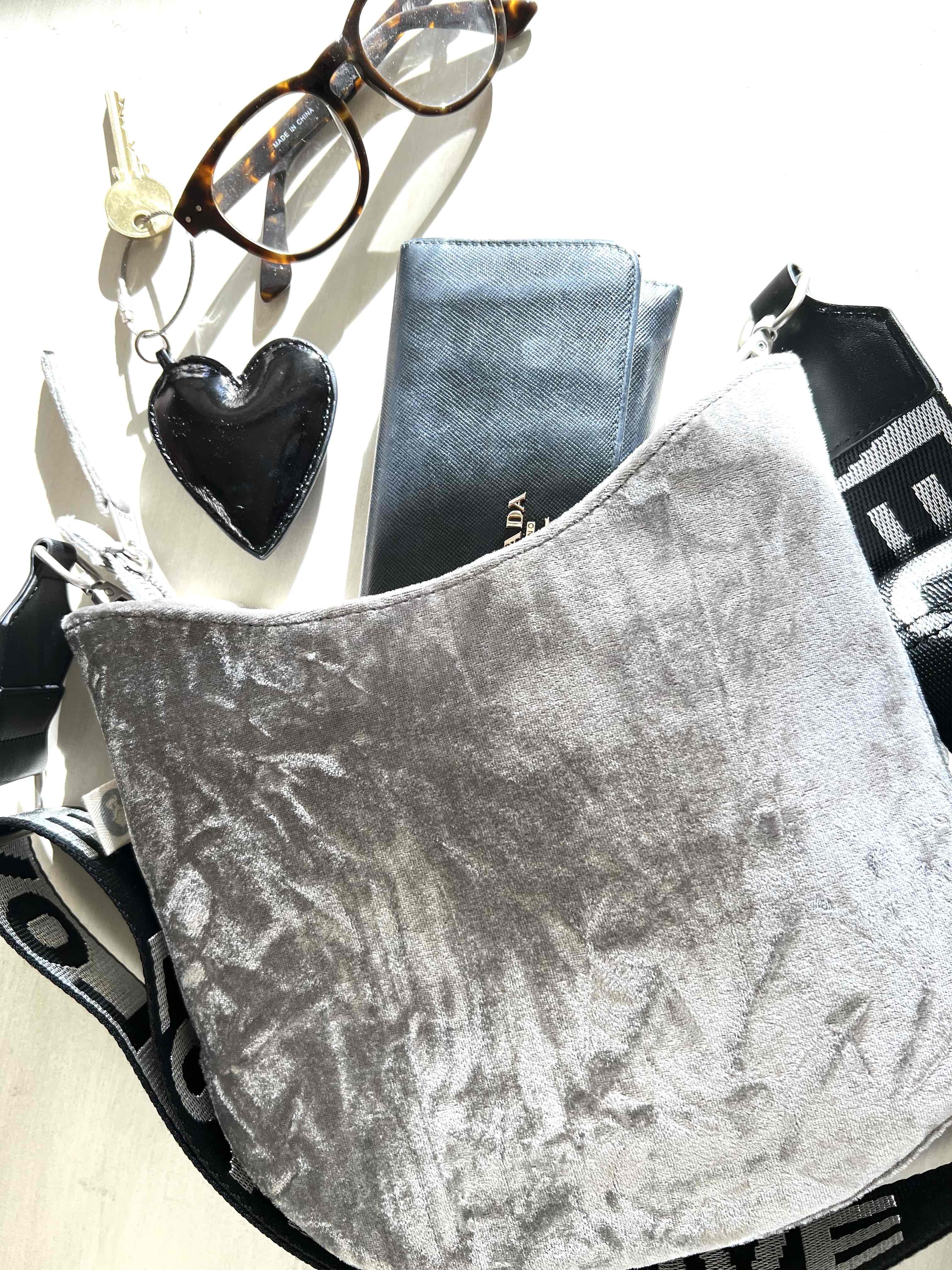 Mini City Bag: Grey Velvet - Quilted Koala