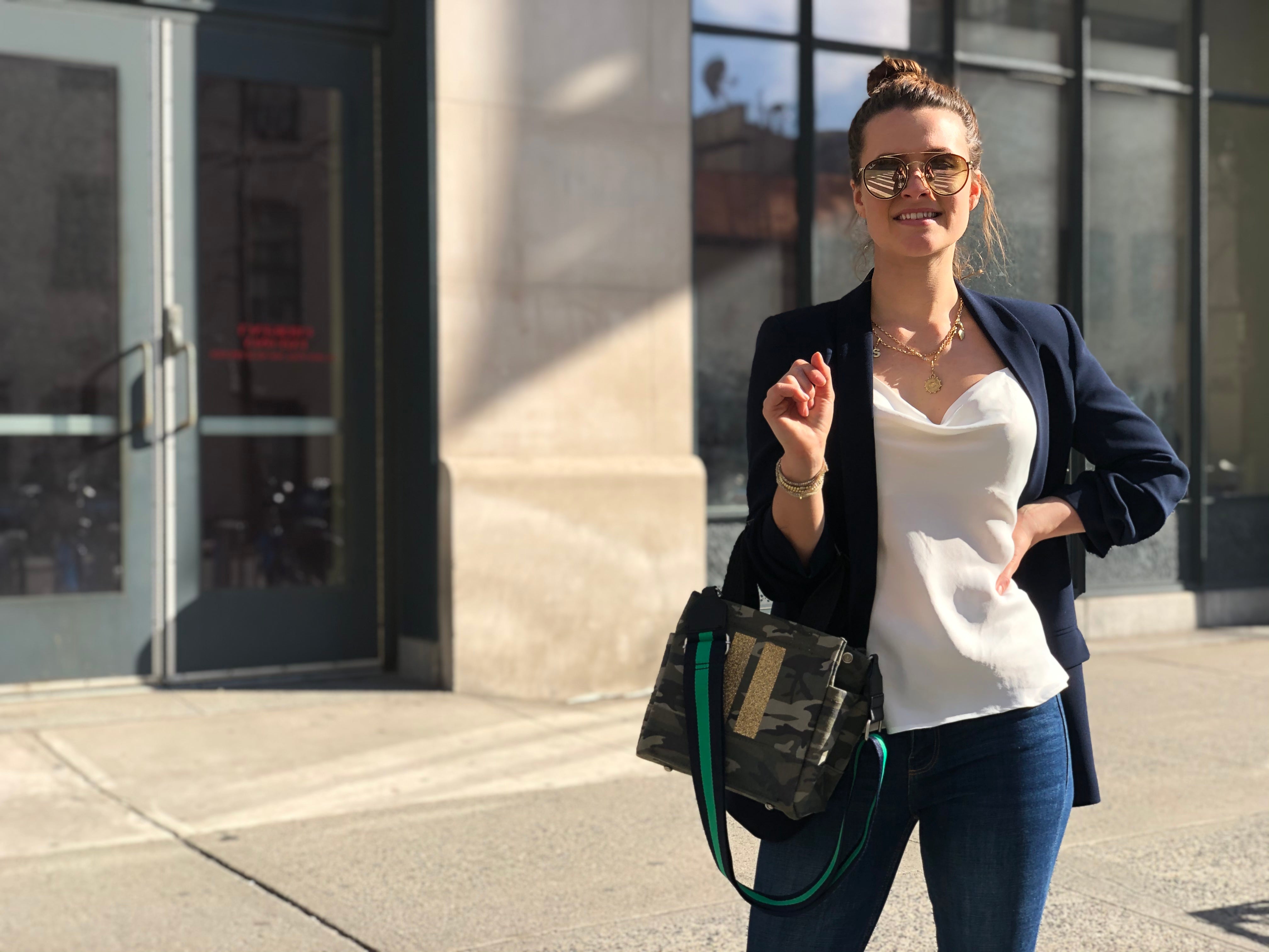 Mini Luxe North South Bag: Green Camouflage - Quilted Koala