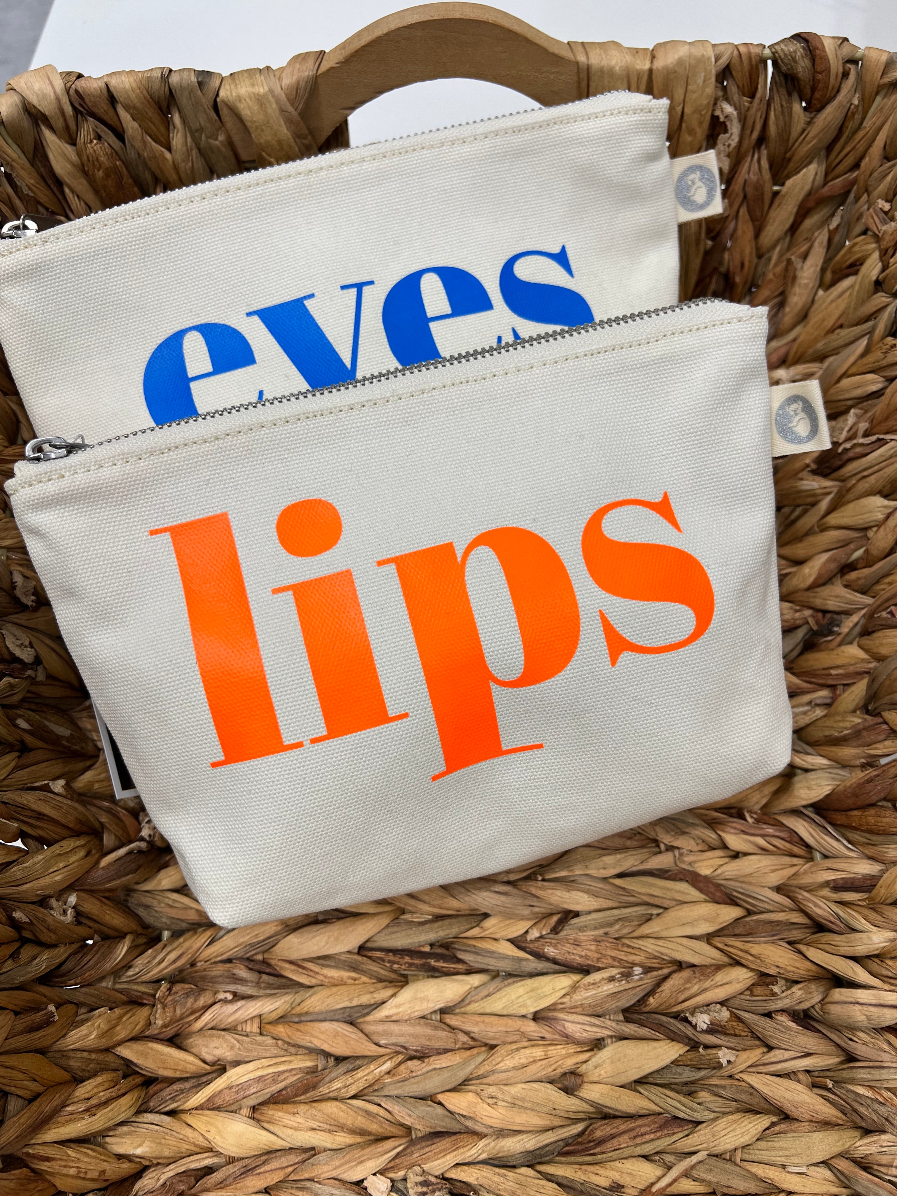 Neon Orange LIPS - makeup bag - Quilted Koala