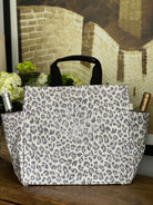 Monogram Stripe: Luxe North South Bag- Grey Leopard - Quilted Koala