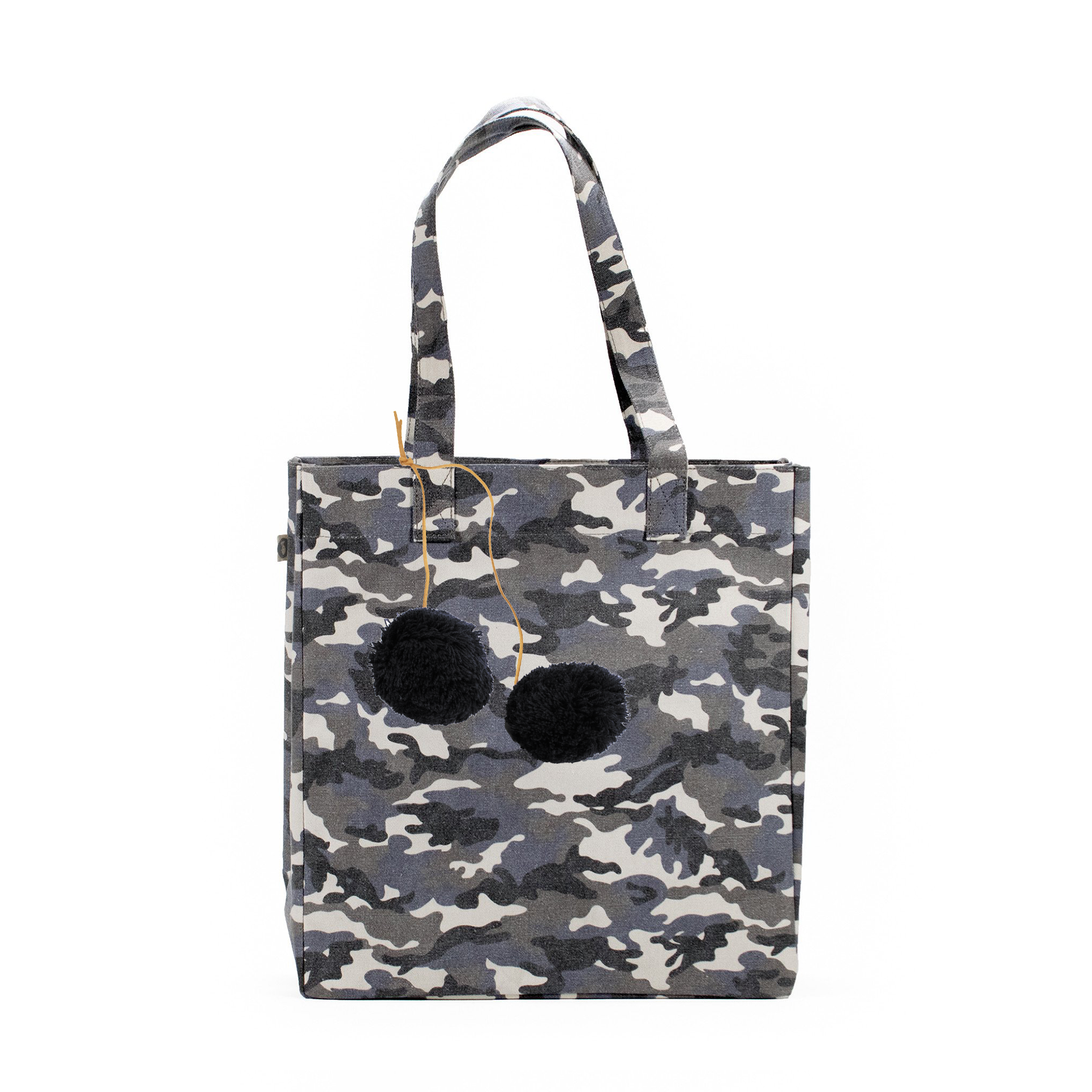 Grey Camo Upright Bag with FREE Black Pom Poms - Quilted Koala