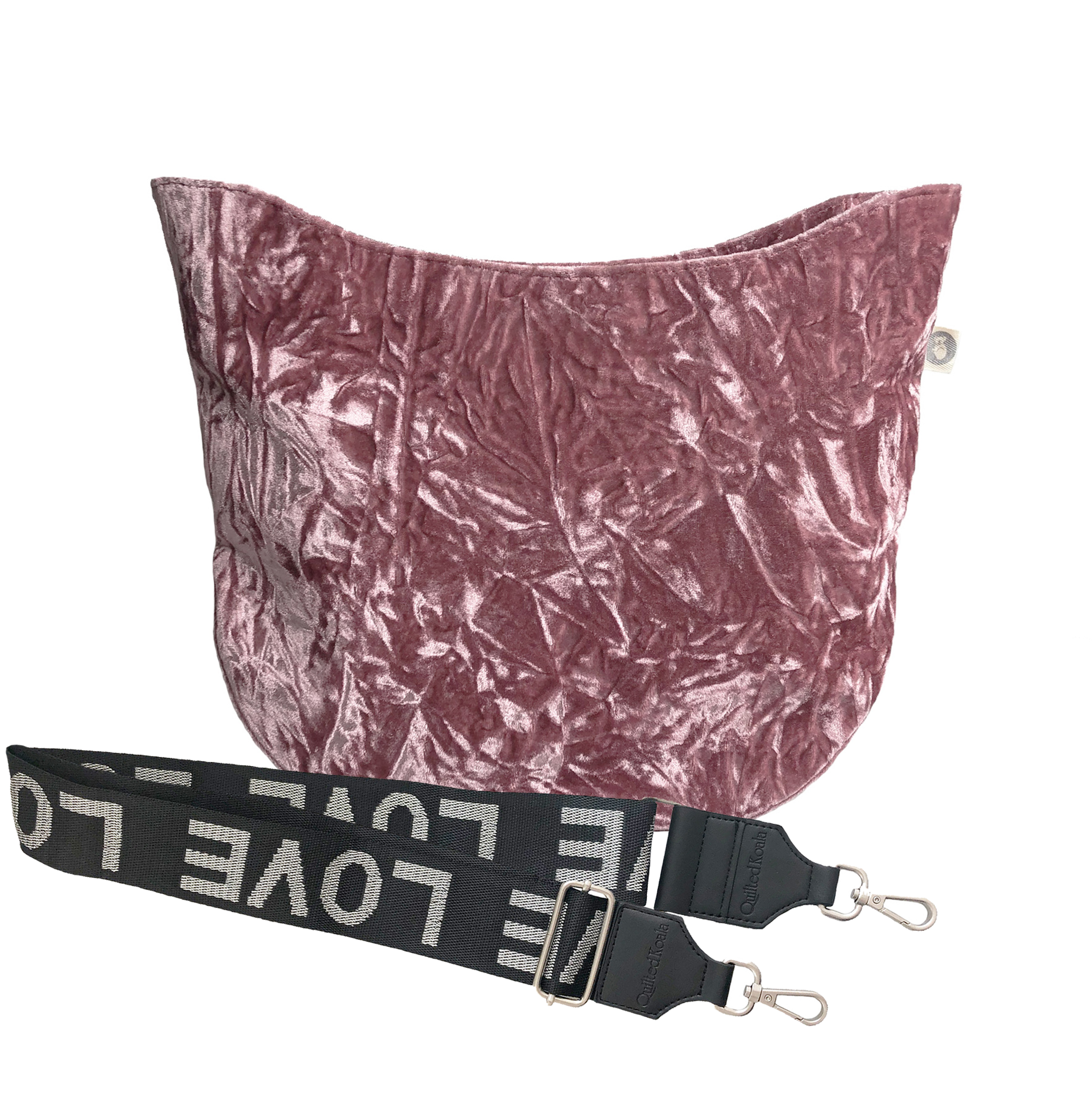 Monogram Stripe City Bag Petal Pink Crushed Velvet - Quilted Koala