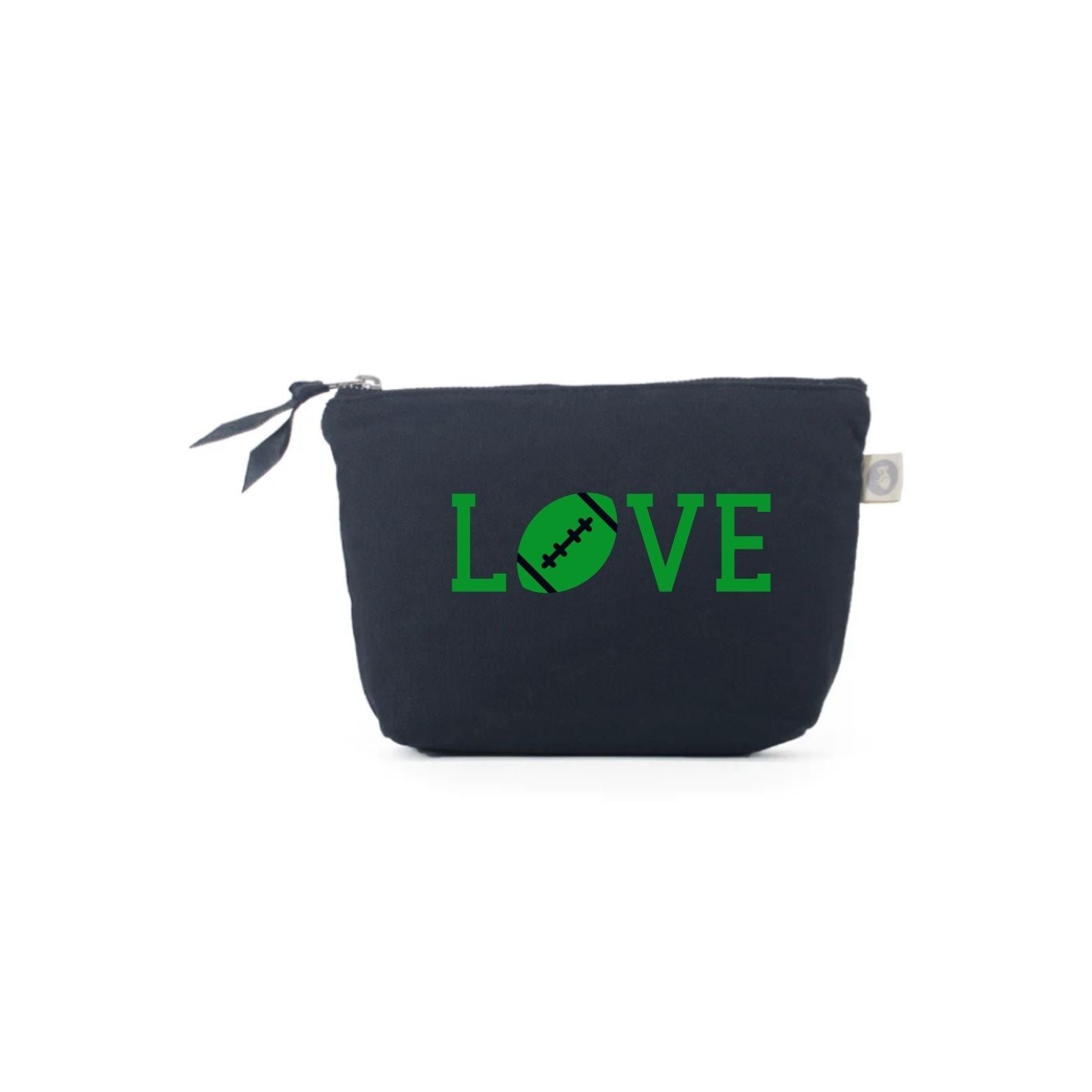 Football LOVE - Navy Makeup Bag with Green- NEW! - Quilted Koala