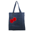 Upright Bag: Denim with Red Pom Poms - Quilted Koala