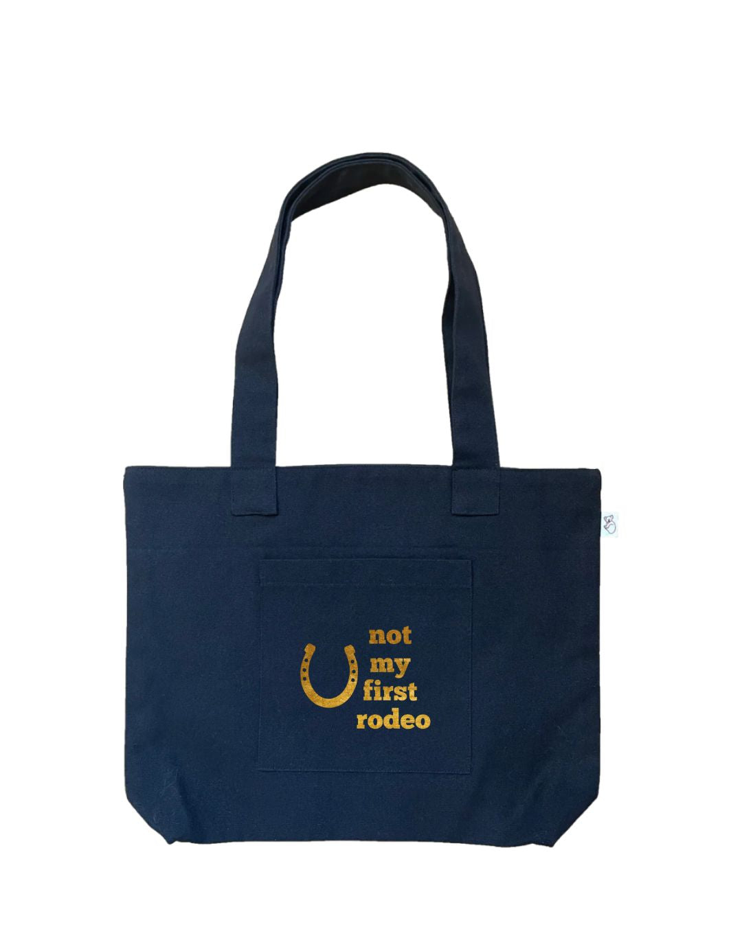 Gold horseshoe on navy Quilted Koala Midi Everything Bag
