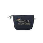 QUEEN OF EVERYTHING Makeup Bag- Navy with Gold Glitter - Quilted Koala