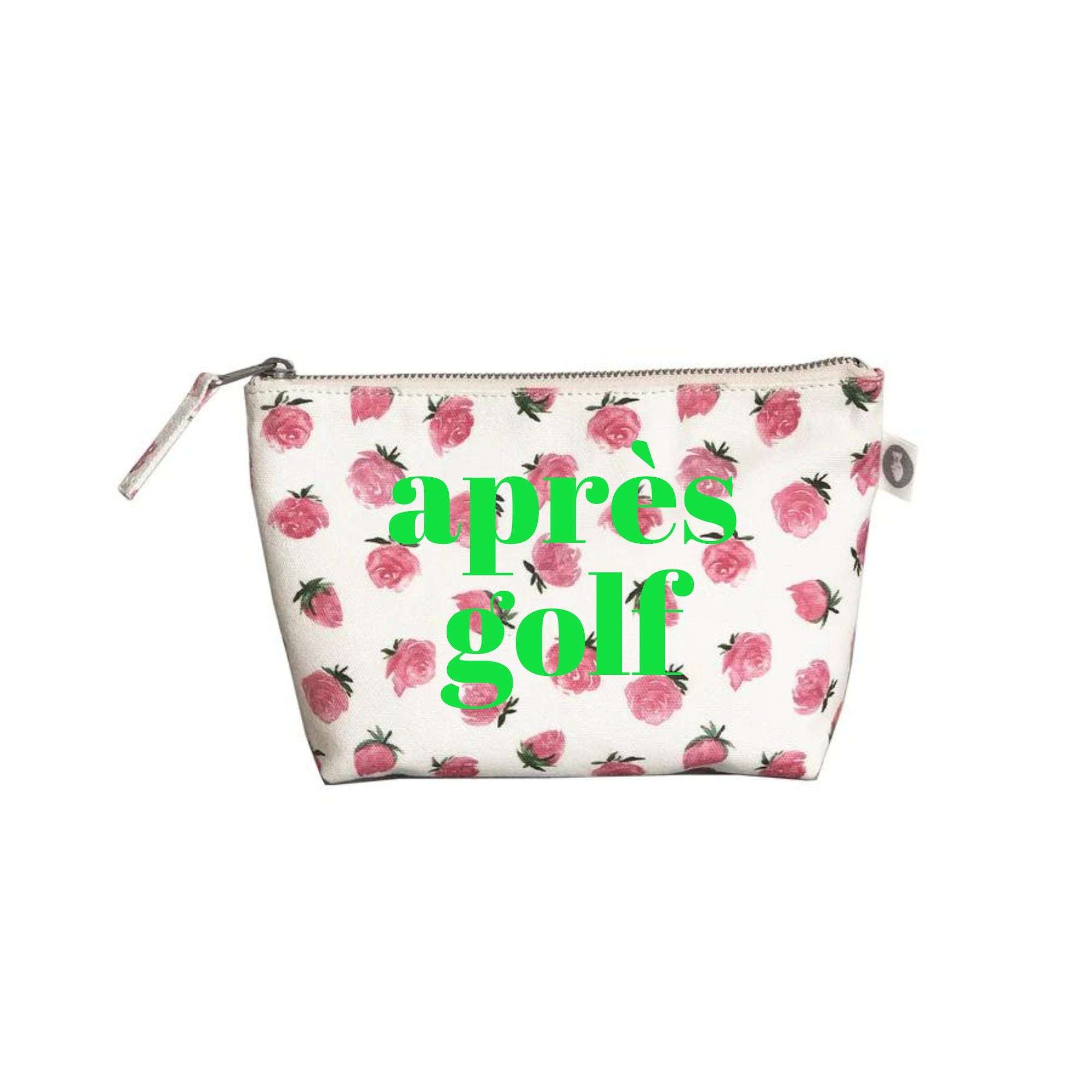 White Floral Makeup Bag Neon Green APRÈS GOLF - Quilted Koala