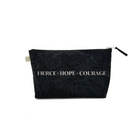 Fierce Hope Courage Clutch Bag- Silver Glitter on Black Crushed Velvet - Quilted Koala