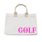 Golf Cart Anywhere Bag in Natural with Neon Pink GOLF - Quilted Koala