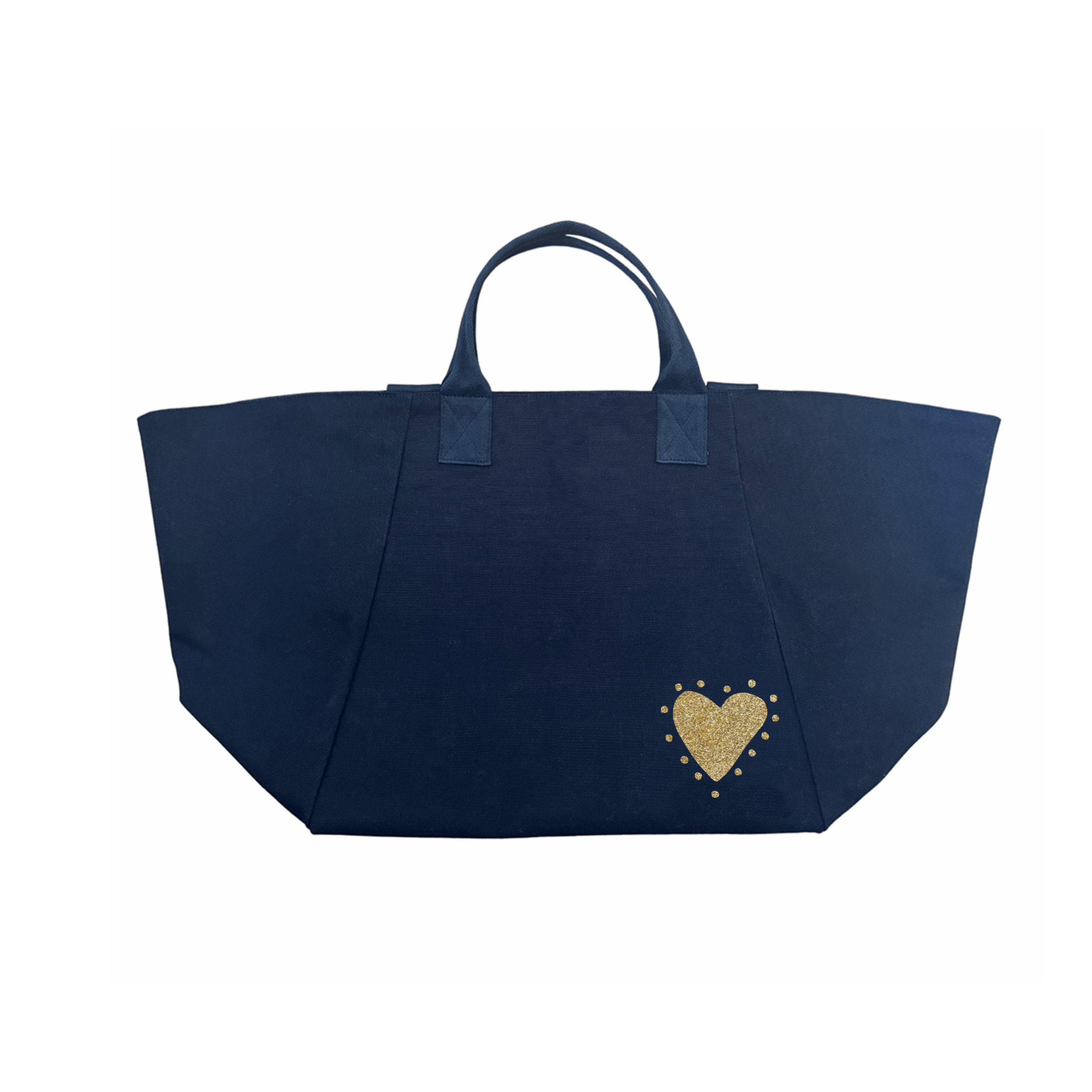 Navy Chelsea Bag with Petite Glow Heart in Gold - NEW - Quilted Koala