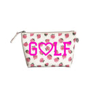White Floral Makeup Bag Neon Pink GOLF (Heart) - Quilted Koala