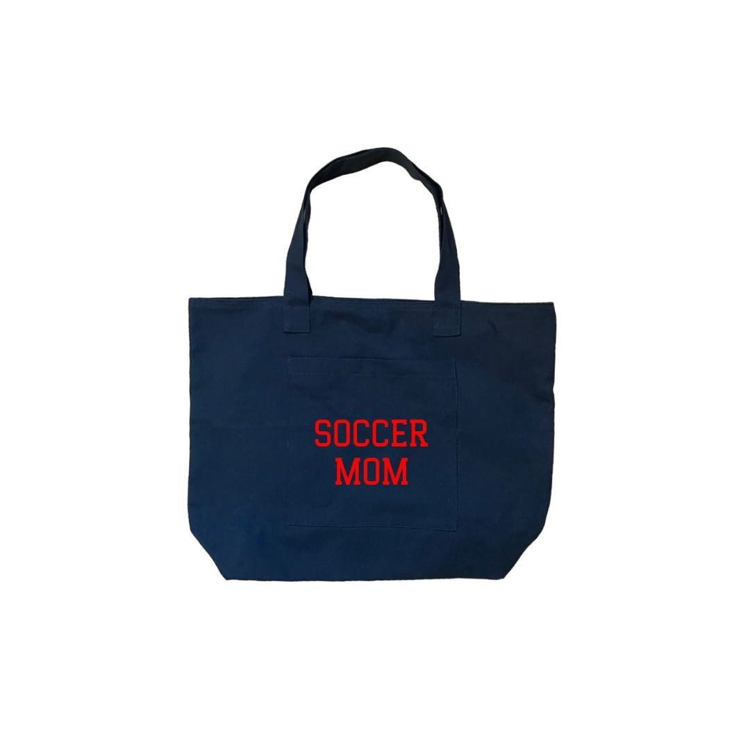 SOCCER MOM Tote - Navy with Red - Quilted Koala