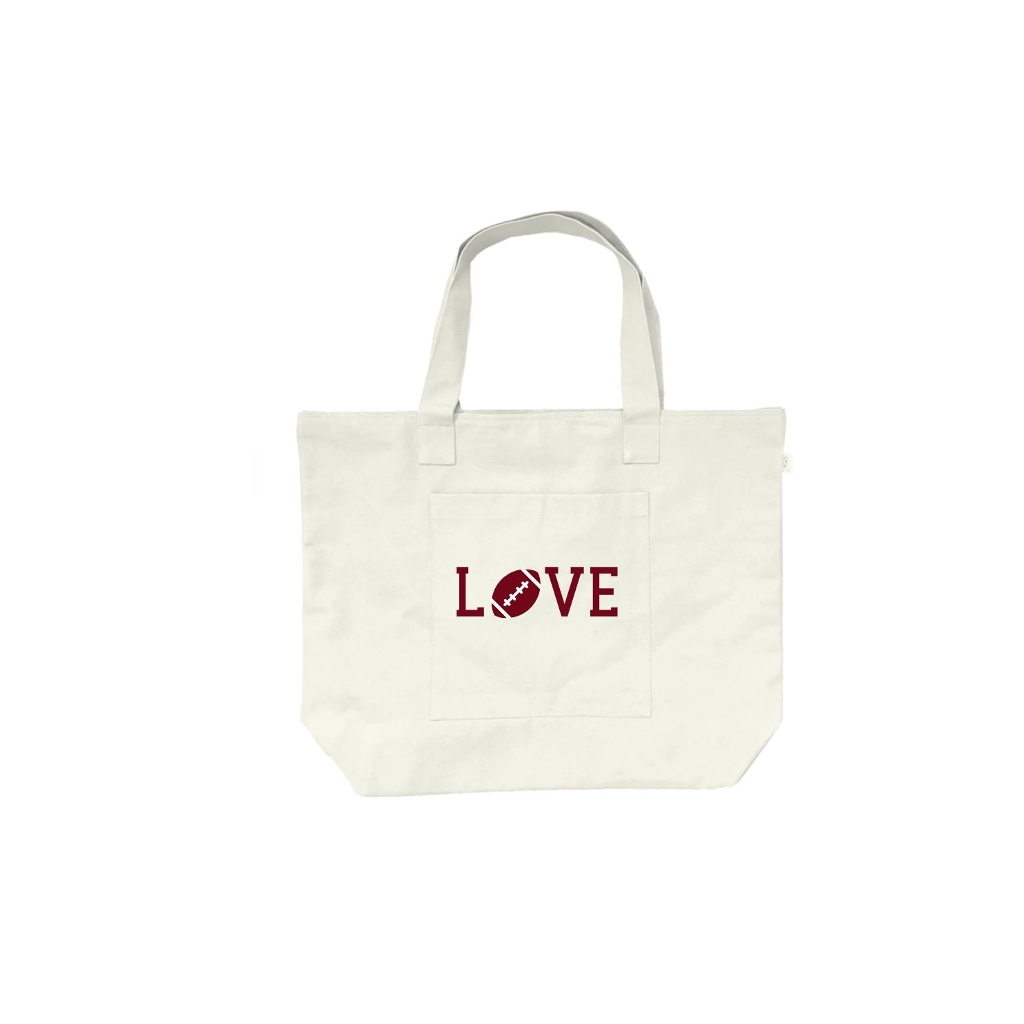 FOOTBALL LOVE -Midi Everything Bag - Natural with Maroon - Quilted Koala