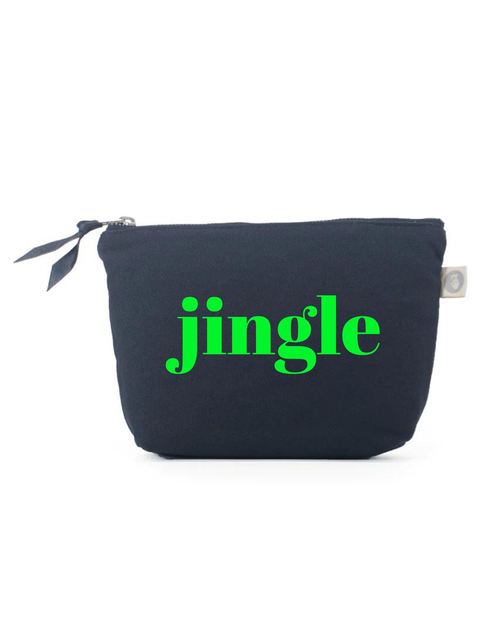 JINGLE Makeup Bag- Navy with Neon Green - Quilted Koala