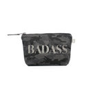 BADASS Makeup Bag- Silver Glitter on Black Camo - Quilted Koala