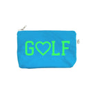 Aqua Makeup Bag- Neon Green GOLF (Heart) - Quilted Koala