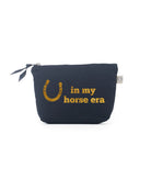 Gold In My Horse Era horseshoe graphic on navy Quilted Koala makeup bag