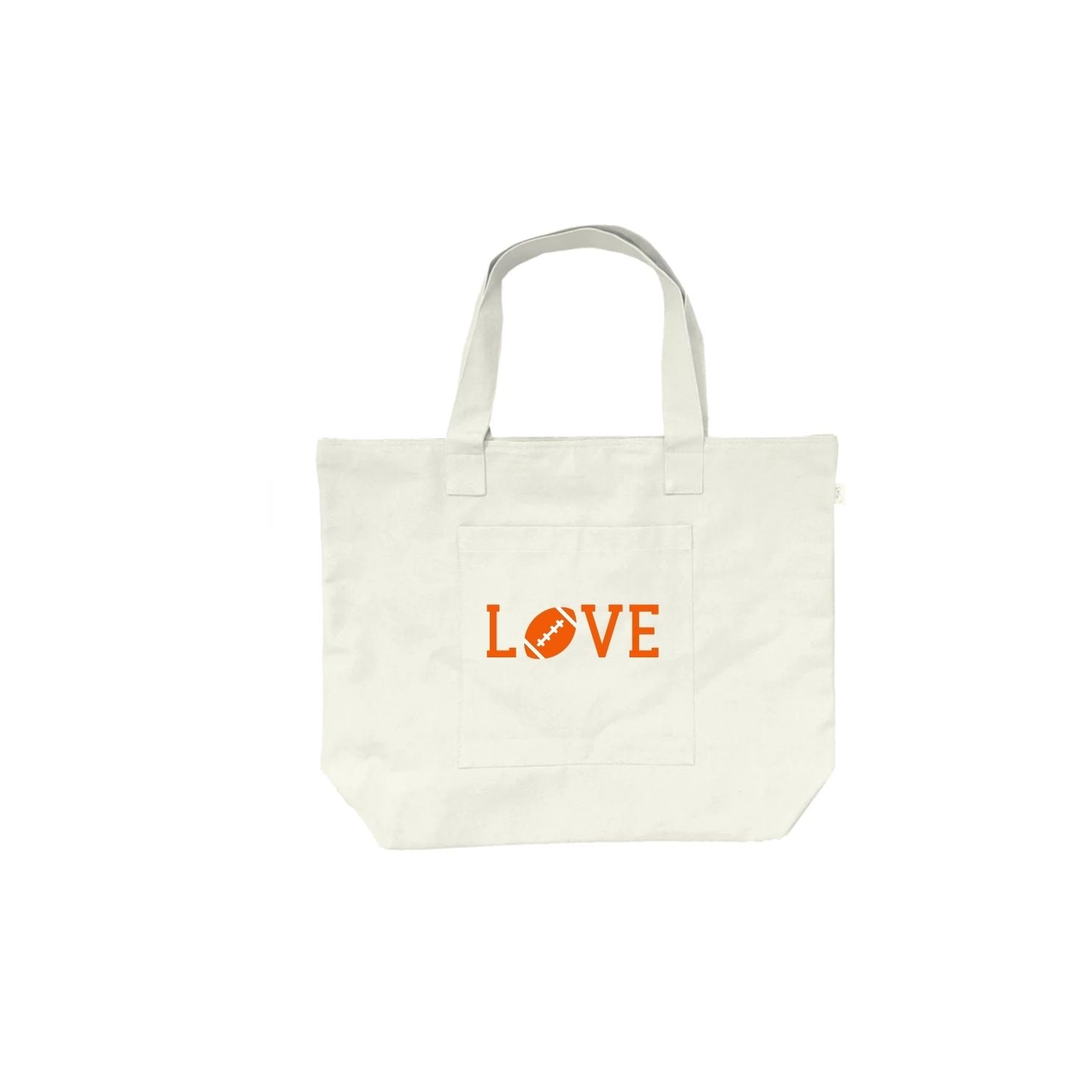 FOOTBALL LOVE -Midi Everything Bag - Natural with Orange - Quilted Koala