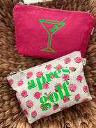 White Floral Makeup Bag Neon Green APRÈS GOLF - Quilted Koala