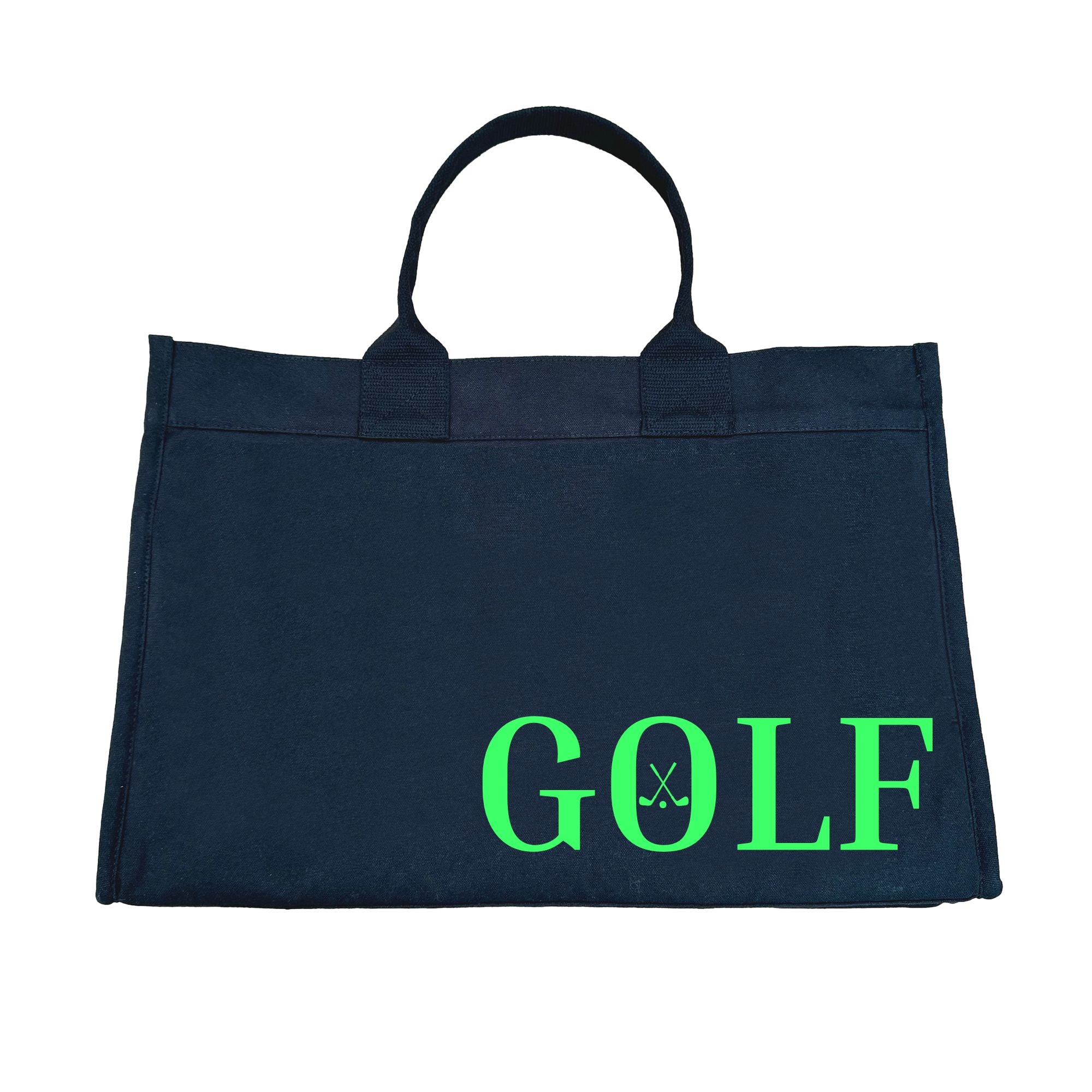 Golf Cart Anywhere Bag in Navy with Neon Green GOLF - Quilted Koala