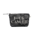 F*CK CANCER Makeup Bag- Silver Glitter on Black Camo - Quilted Koala