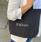 BADASS Midi Everything Bag- Silver Glitter on Black - Quilted Koala