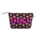 Black Floral Makeup Bag- Neon Pink GOLF - Quilted Koala