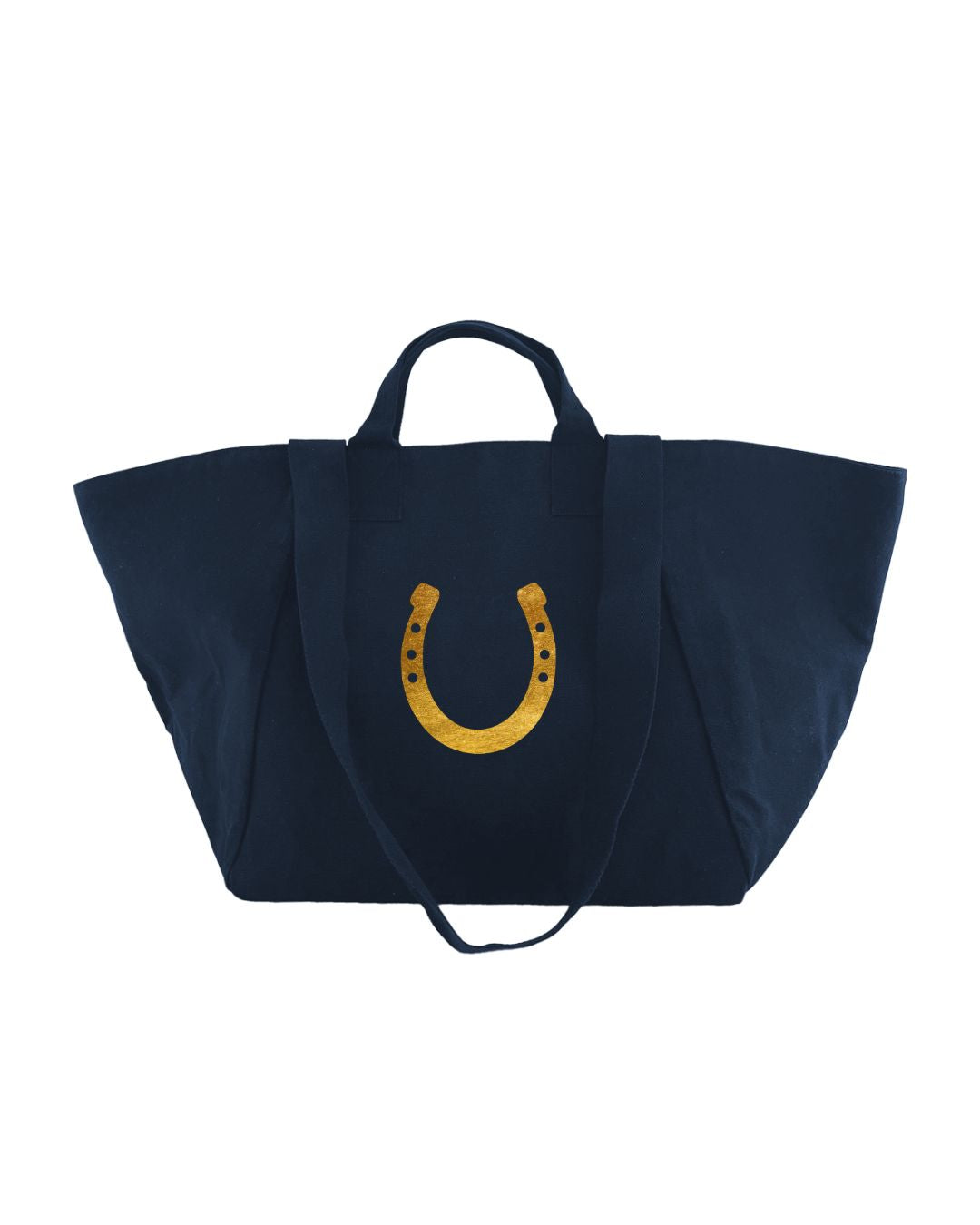 Gold horse head design on navy canvas Quilted Koala Chelsea Bag