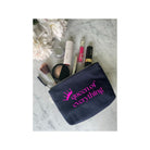 QUEEN OF EVERYTHING Makeup Bag- Navy with Pink - Quilted Koala