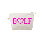 Natural Makeup Bag- Neon Pink GOLF (Heart) - Quilted Koala