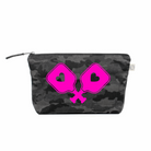 Clutch Bag: Black Camo - Neon Pink Pickleball Paddles - Quilted Koala