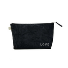 Clutch in Black Crushed Velvet with Silver Glitter Mini LOVE - Quilted Koala