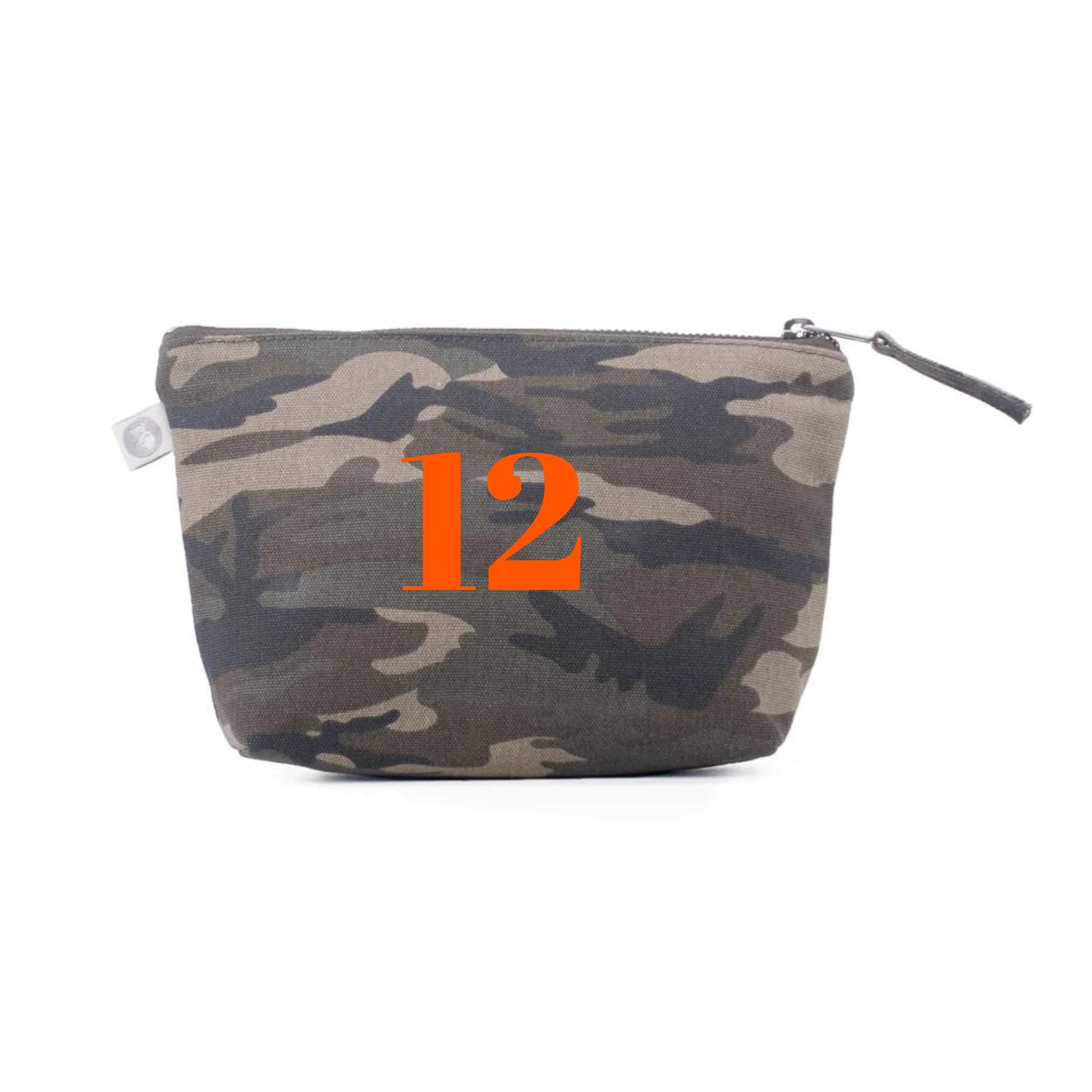 Green Camo Makeup Bag Neon Orange 12 - Quilted Koala