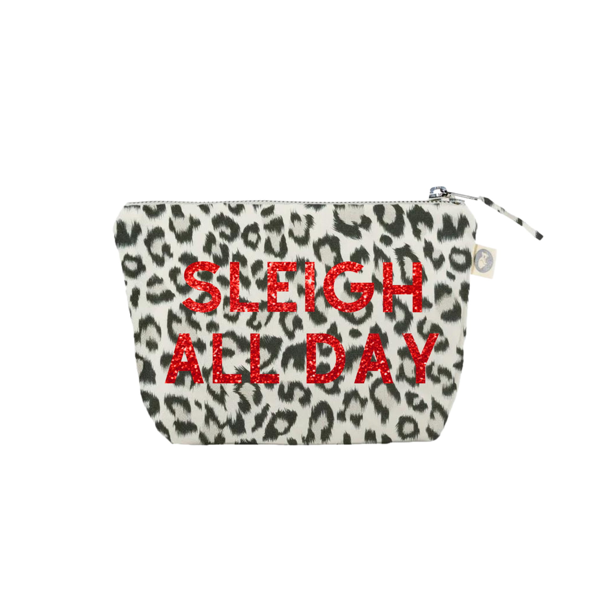 SLEIGH ALL DAY Leopard & Red Glitter Makeup Bag - Quilted Koala