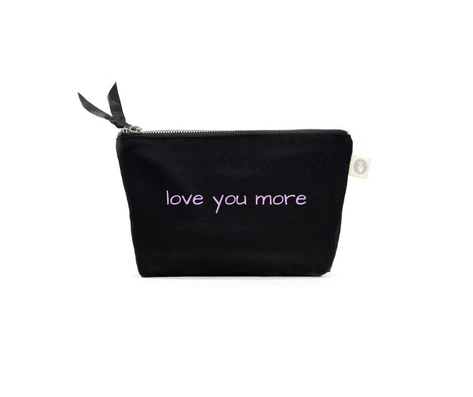 Makeup Bag- LOVE YOU MORE in Lavender - Quilted Koala