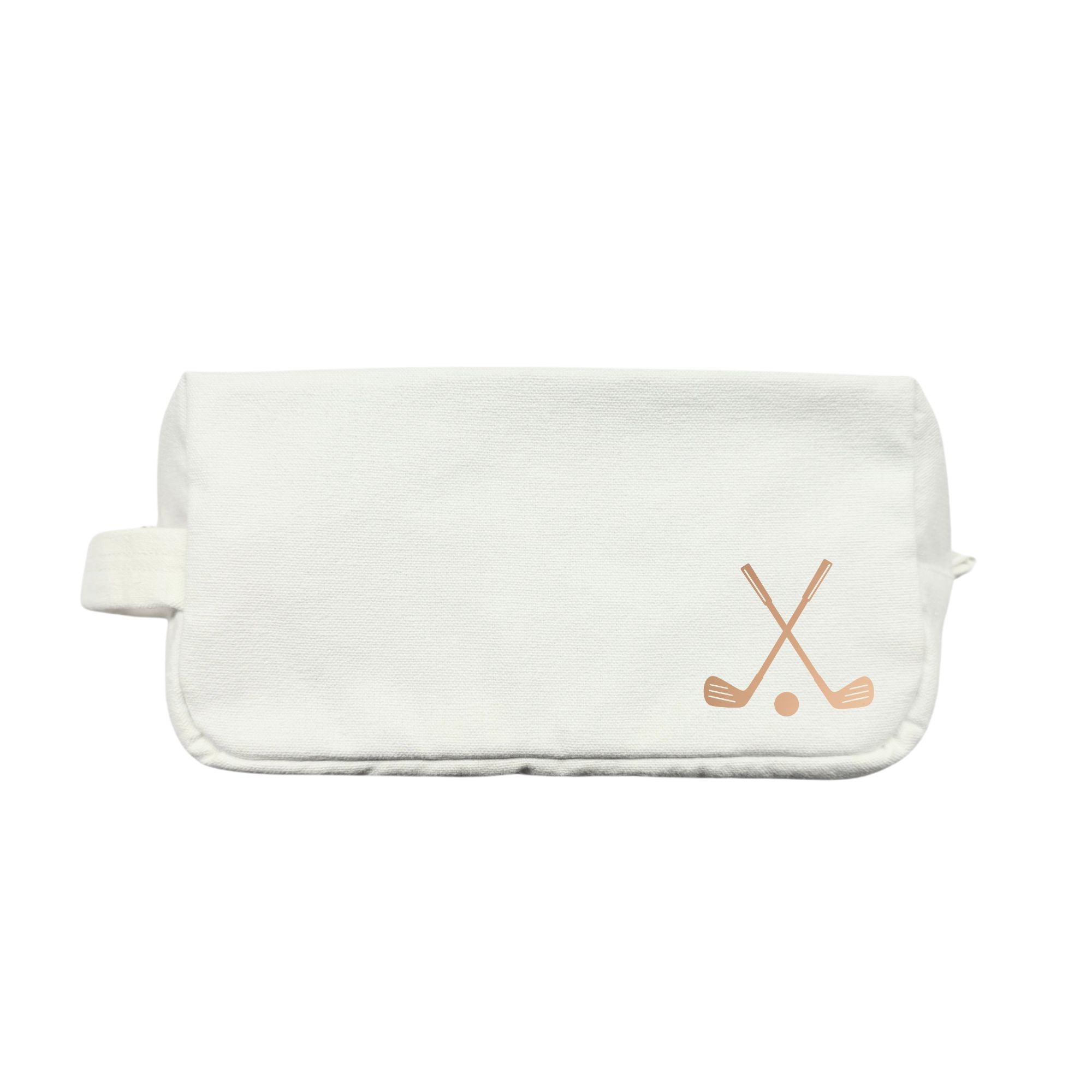 Natural Dopp Bag - Rose Gold Foil Golf Clubs - Quilted Koala