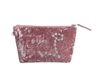 Zodiac Pink Crushed Velvet Large Makeup Bag - Pisces - Quilted Koala