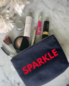 SPARKLE Makeup Bag- Navy with Red - Quilted Koala