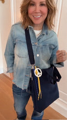 Navy Neoprene Town Bag with Peace Sign Paracord Charm - Quilted Koala